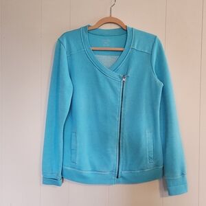 Calvin Klein Performance Turquoise Blue Moto Waffle Fleece Sweatshirt Activewear